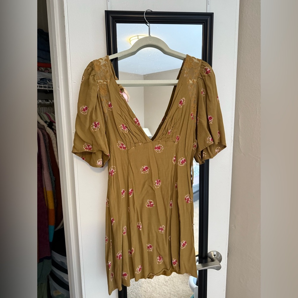 Free People Olive Floral Dress
